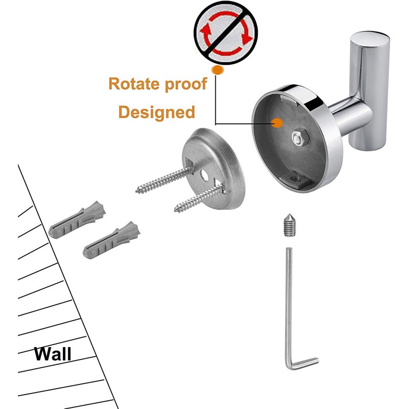 Nolimas Towel Coat Hook Polished Chrome SUS304 Stainless Steel Bathroom Clothes Cabinet Closet Sponges Robe Hook Wall Mounted Round Kitchen Heavy Duty Door Hanger 2 Packs - Image 4
